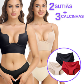 Sutiã Secret Plunge™ (Compre 2 Sutiãs e Ganhe 3 Calcinhas sem Costura)